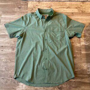 Duluth Trading Co Shirt Men's Large Green Heavy Duty Buttons Pockets